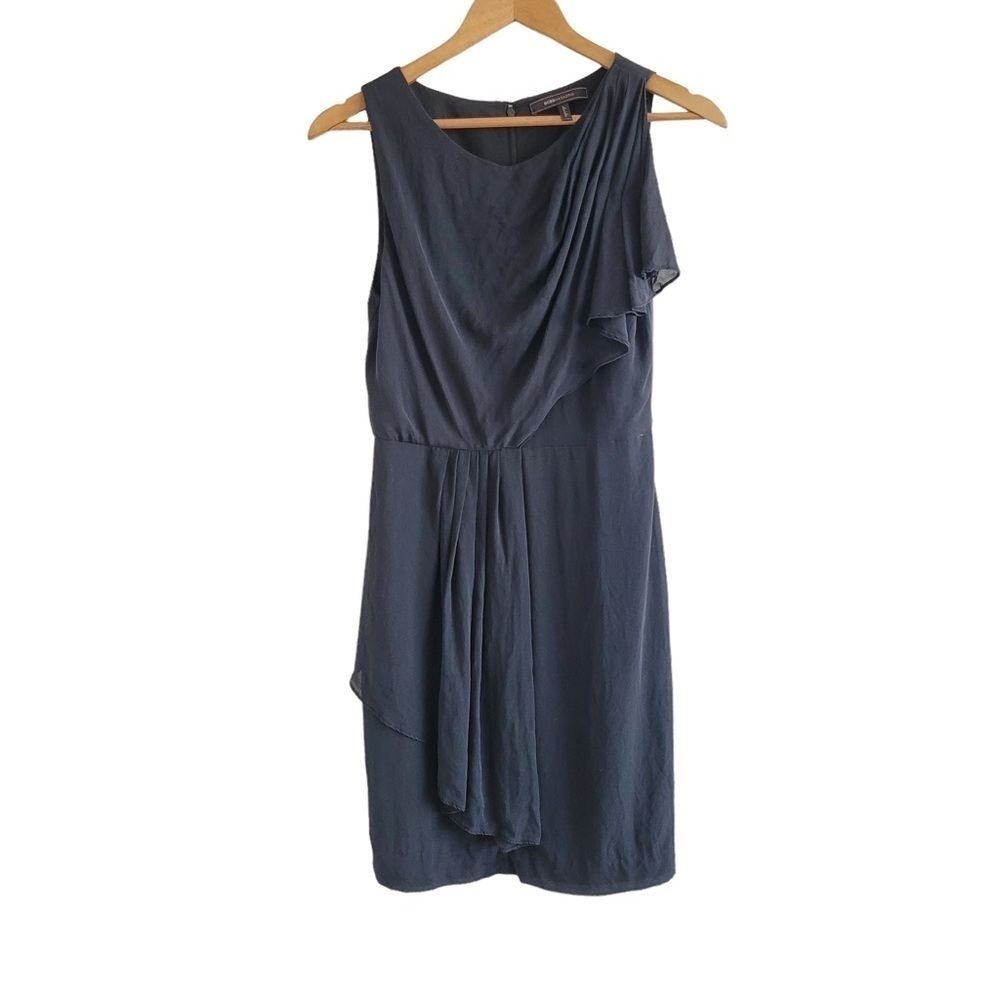 BCBG MAXAZRIA silk cascade drape dress black size 6 style vww6e780